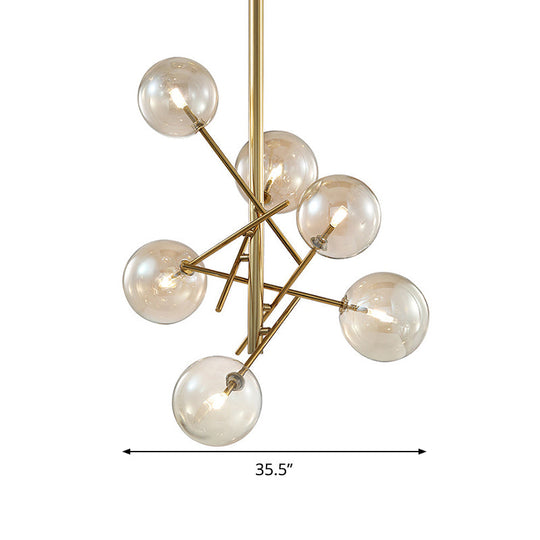 Nova - Modern Cognac Glass Globe Chandelier (6/8 Heads Starburst Design)