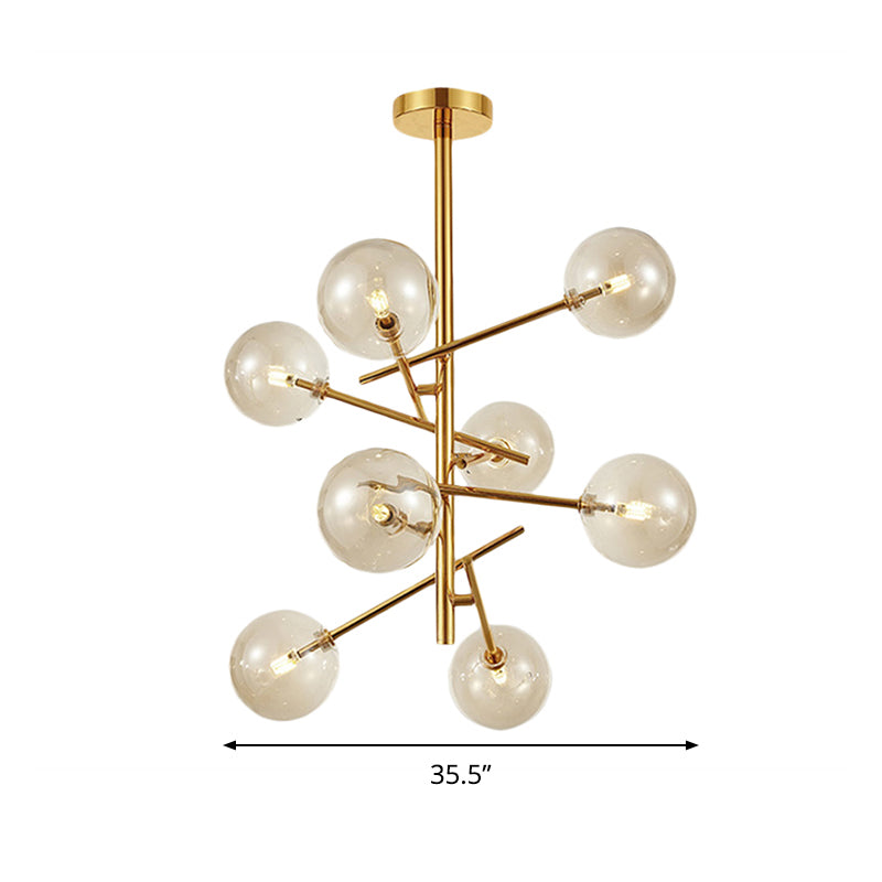 Nova - Modern Cognac Glass Globe Chandelier (6/8 Heads Starburst Design)