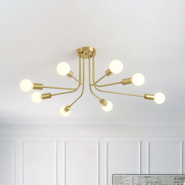 Stella’s Starry Symphony: Modern Brass Starburst Ceiling Light