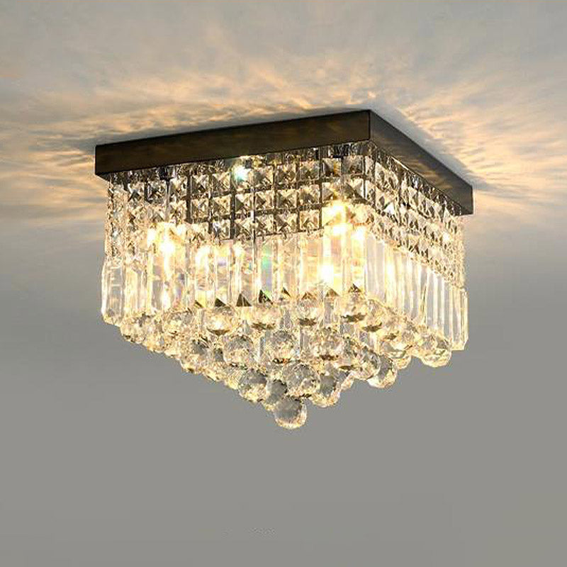 Prismatic Elegance: Modern Flush Mount Light With Faceted Crystal