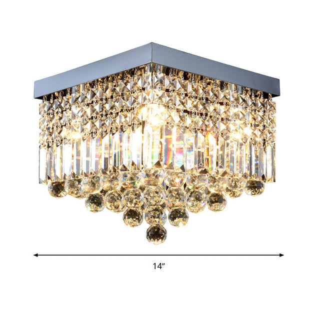 Prismatic Elegance: Modern Flush Mount Light With Faceted Crystal