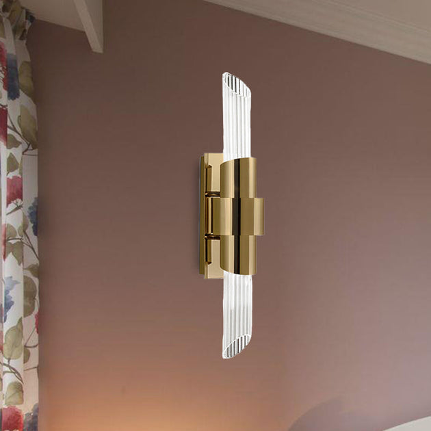 Isabella’s Modern Gold Wall Sconce With Prismatic Crystals