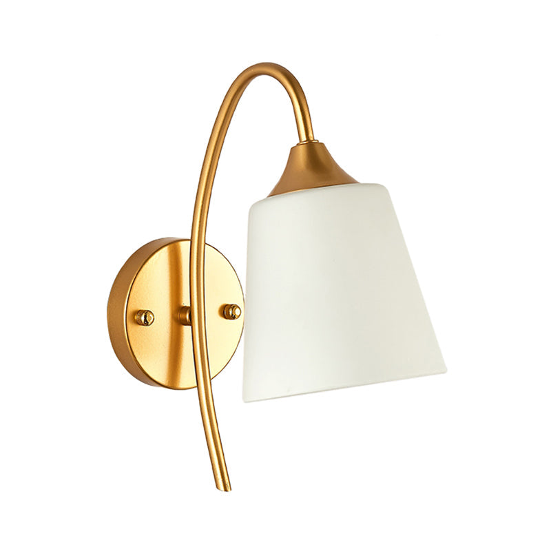 Modern Elegance Meets Warm Illumination: The Gold Milk Glass Gooseneck Wall Sconce