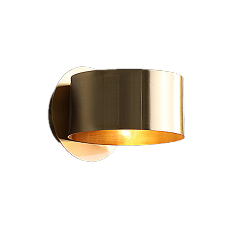 Brass Drum Wall Sconce: Modern 1 - Head Metal Bedroom Light Wall Lamp