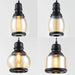 Meredith - Multi - Pendant Industrial Ceiling Light With Amber Glass Shades