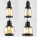 Meredith - Multi - Pendant Industrial Ceiling Light With Amber Glass Shades