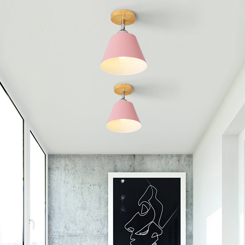 Olivia’s Modern Cone Light - Pink & Gray Semi - Flush Mount