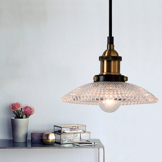 Sabelle’s Grid Glass Ceiling Light With Brass Bowl Shade - Industrial Elegance For Kitchens