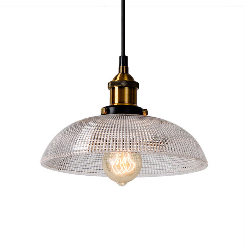 Sabelle’s Grid Glass Ceiling Light With Brass Bowl Shade - Industrial Elegance For Kitchens