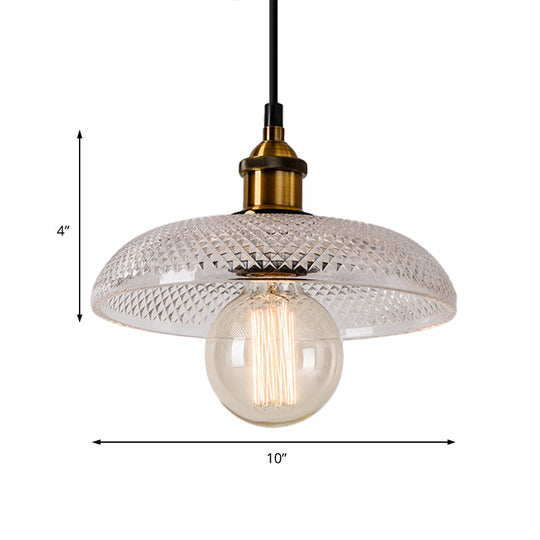 Sabelle’s Grid Glass Ceiling Light With Brass Bowl Shade - Industrial Elegance For Kitchens