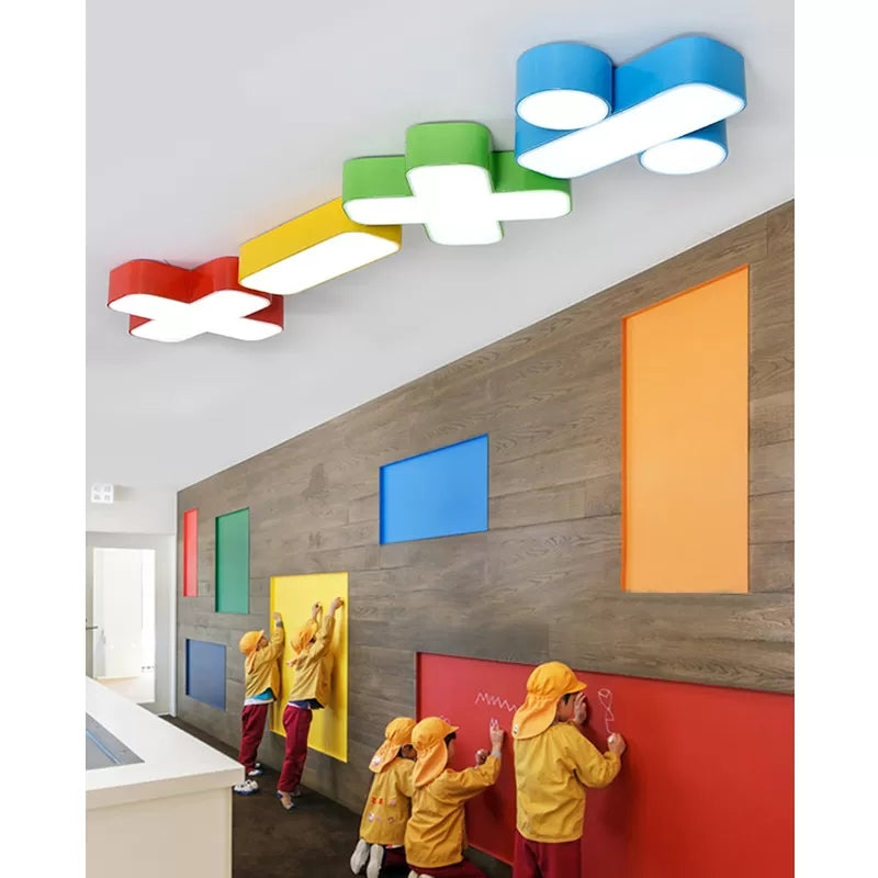 Colorful Symbol Shade Ceiling Light - Fun Led Kids Fixture For Bedrooms And Playrooms Yellow /