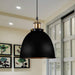 Antique Style Dome Pendant Lamp 1 Light Wrought Iron Hanging Fixture With Cord In Black/Rust