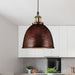 Antique Style Dome Pendant Lamp 1 Light Wrought Iron Hanging Fixture With Cord In Black/Rust