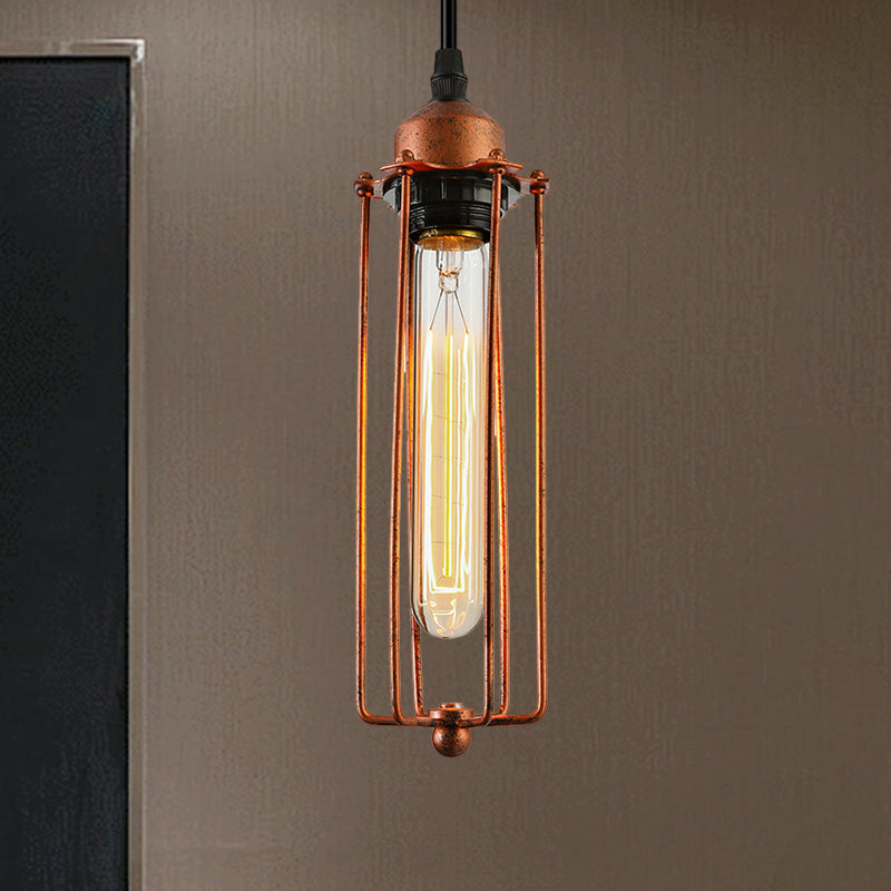 Zoe Vintage Industrial Pendant Light With Dark Rust Finish