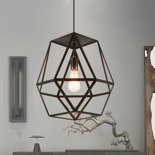 Penelope - Modern Industrial Pendant Light With Polygon Shade And Wire Guard