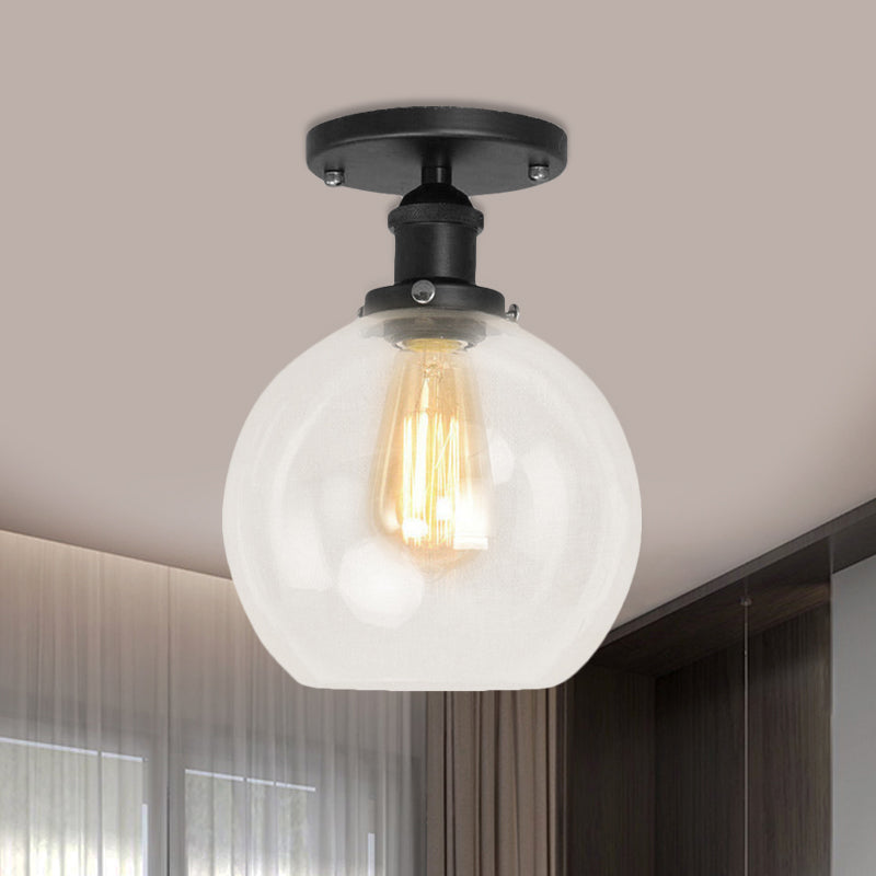 Naomi - Industrial Glass Globe Semi - Flush Mount Light