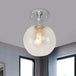 Naomi - Industrial Glass Globe Semi - Flush Mount Light Chrome