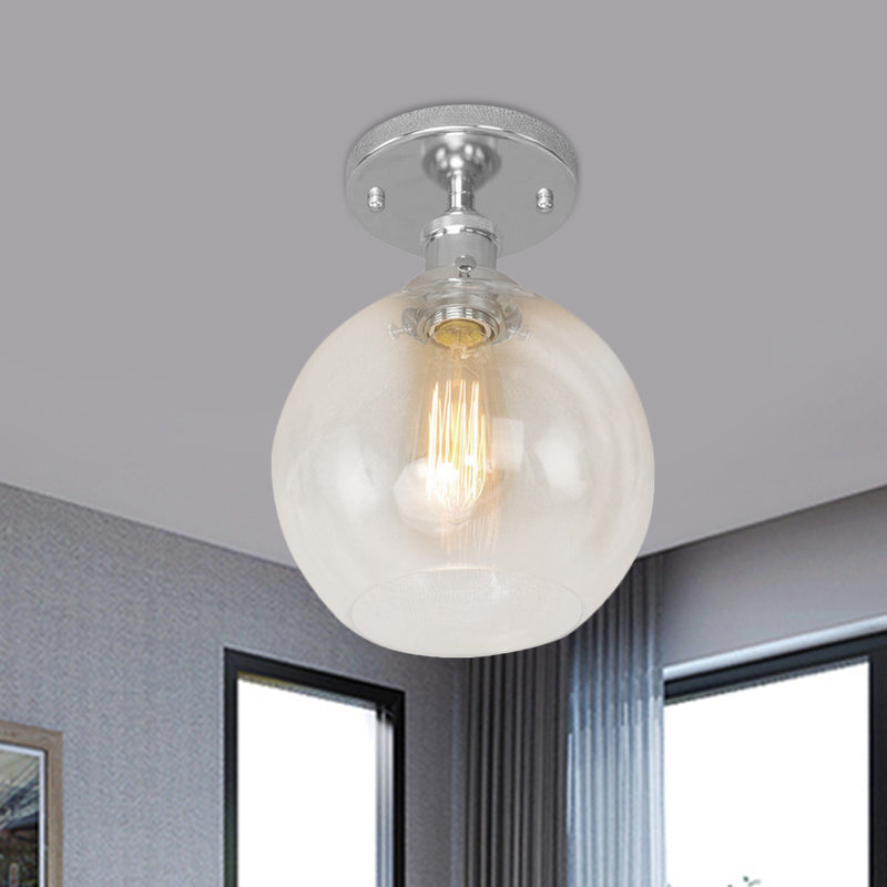 Naomi - Industrial Glass Globe Semi - Flush Mount Light