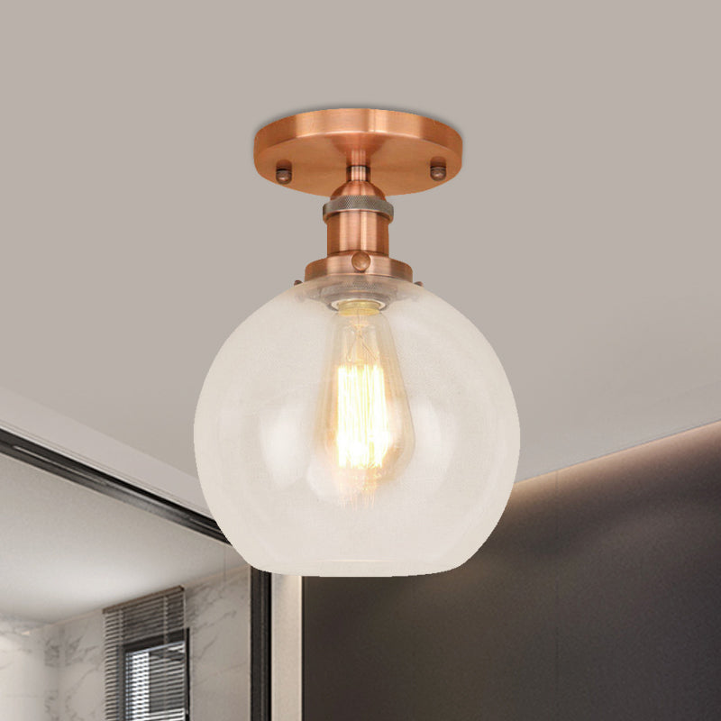 Naomi - Industrial Glass Globe Semi - Flush Mount Light Copper