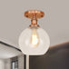 Naomi - Industrial Glass Globe Semi - Flush Mount Light Copper