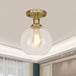 Naomi - Industrial Glass Globe Semi - Flush Mount Light Antique Brass