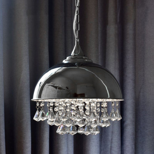 Harlow - Glamorous Industrial Pendant Light With Crystal Accents (1 - Light) Chrome