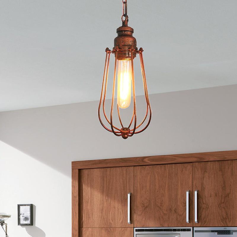 Briella Industrial Pendant Lamp: Rustic Charm For Your Bedroom Rust