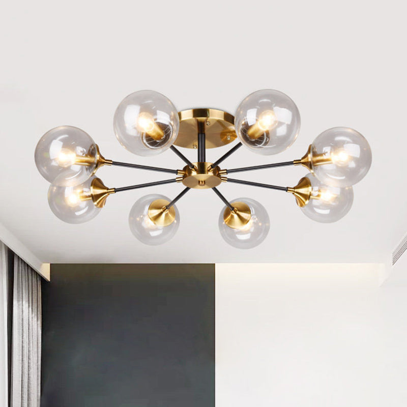 Delilah Modern 8 - Light Semi - Flush Mount: Illuminate Your Space With Style Brass