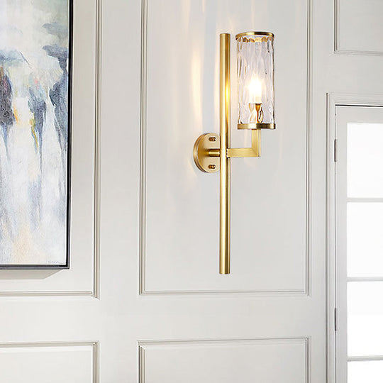 Arthur’s Elegant Embrace: Modern Brass Wall Sconce With Clear Glass Shade Wall Light