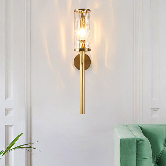 Arthur’s Elegant Embrace: Modern Brass Wall Sconce With Clear Glass Shade Wall Light