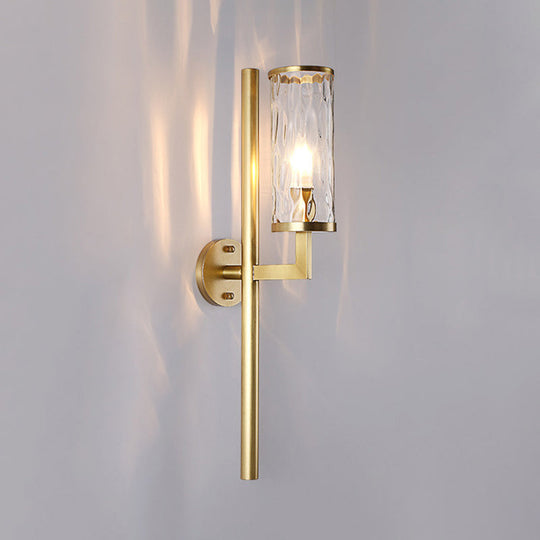 Arthur’s Elegant Embrace: Modern Brass Wall Sconce With Clear Glass Shade Wall Light