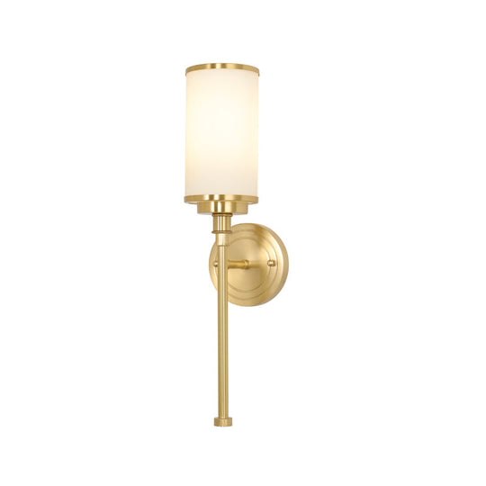 Riley Modern Gold Wall Sconce With Milky Glass Shade