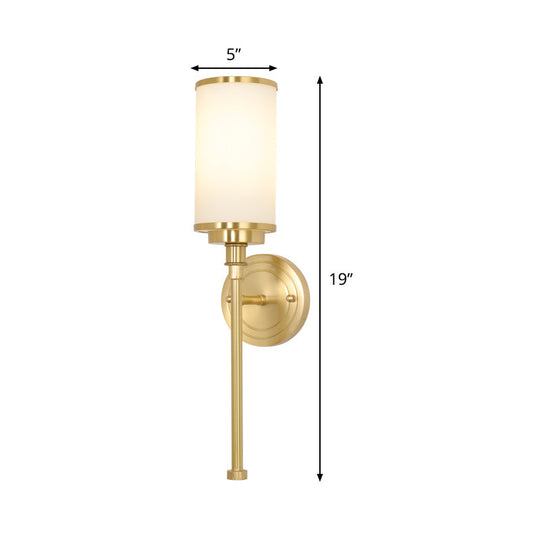 Riley Modern Gold Wall Sconce With Milky Glass Shade