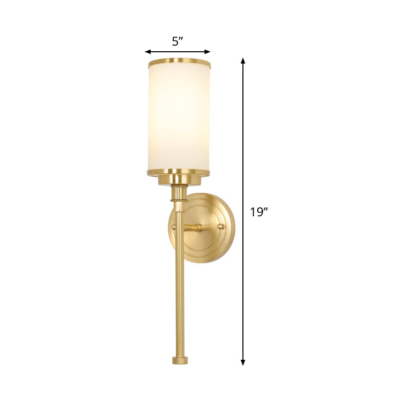 Riley Modern Gold Wall Sconce With Milky Glass Shade