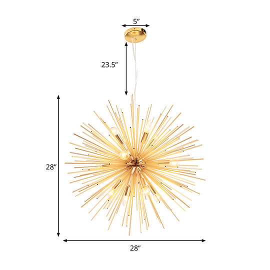 Bathe Your Space In Modern Brilliance With The Gold Metal Starburst Chandelier Pendant Light!