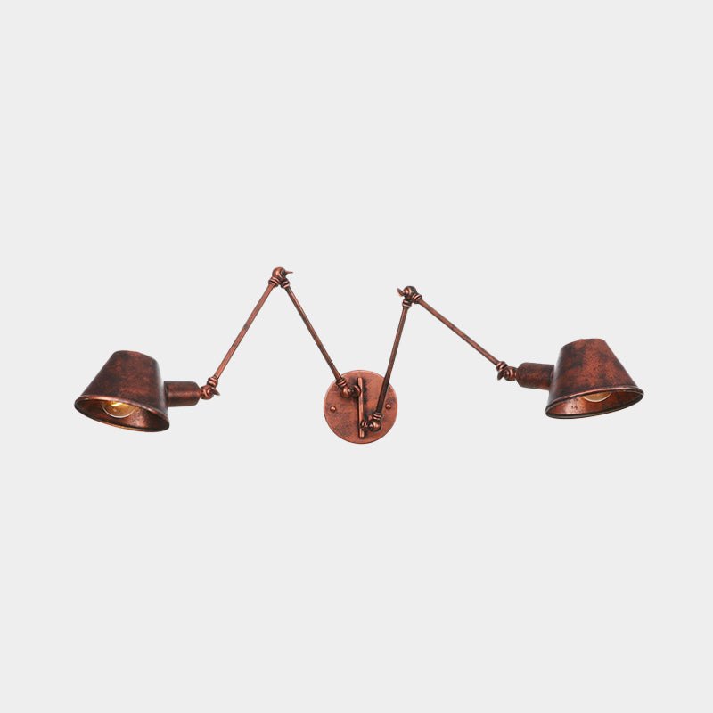 Piper - Adjustable Industrial Sconce With Metal Cone Shade (2 Or 3 Bulbs)