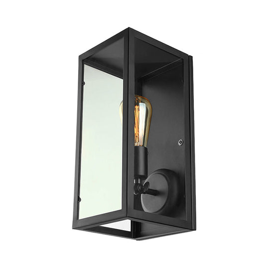 Timeless Elegance: Black Glass Rectangle Wall Sconce