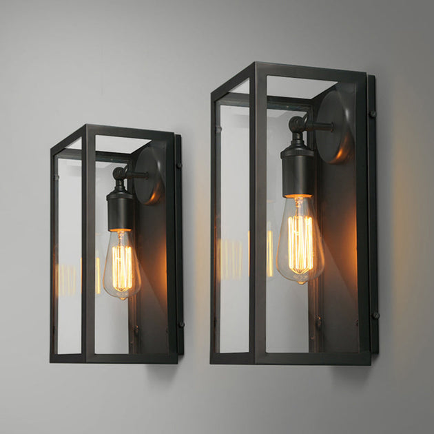 Timeless Elegance: Black Glass Rectangle Wall Sconce