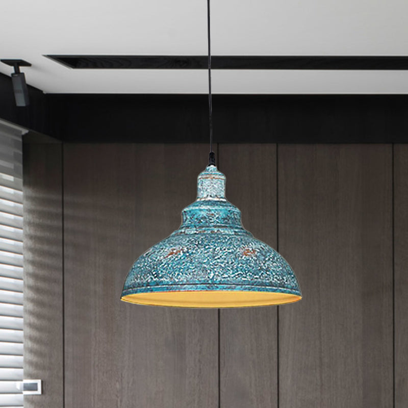 Diana’s Industrial Charm: Blue/Rust Metal Barn Pulley Pendant Lamp Lights