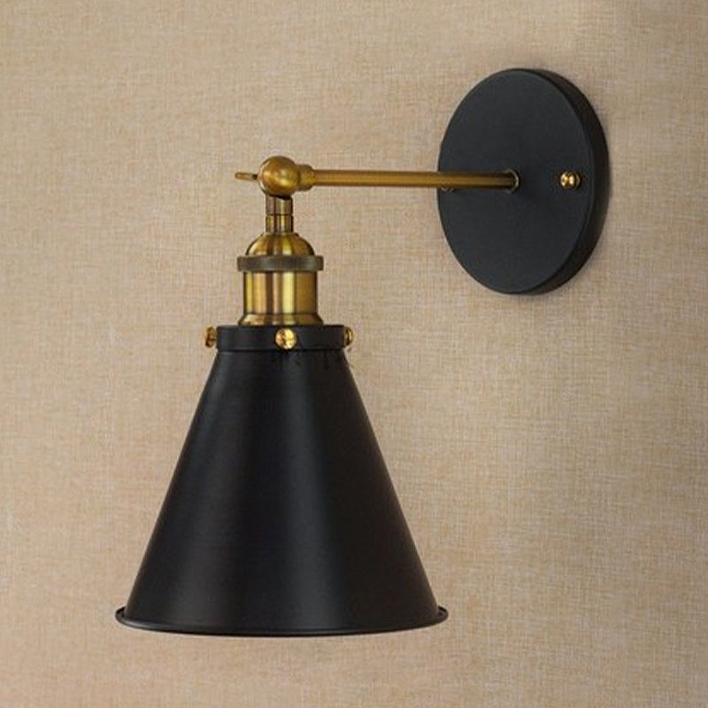 Embrace Industrial Chic With The Black And Brass Conic Sconce Wall Light