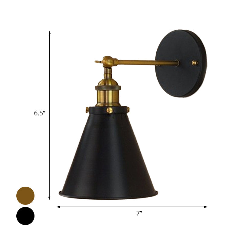 Embrace Industrial Chic With The Black And Brass Conic Sconce Wall Light