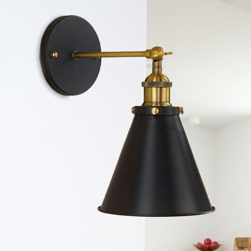 Embrace Industrial Chic With The Black And Brass Conic Sconce Wall Light