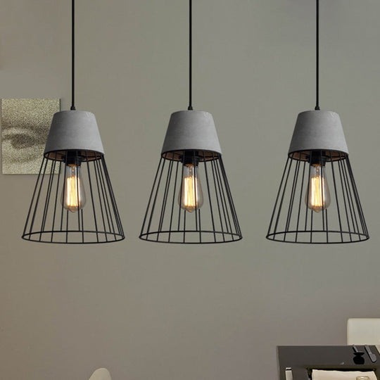 Finley - Modern Industrial Pendant Light With Tapered Shade And Wire Guard Grey