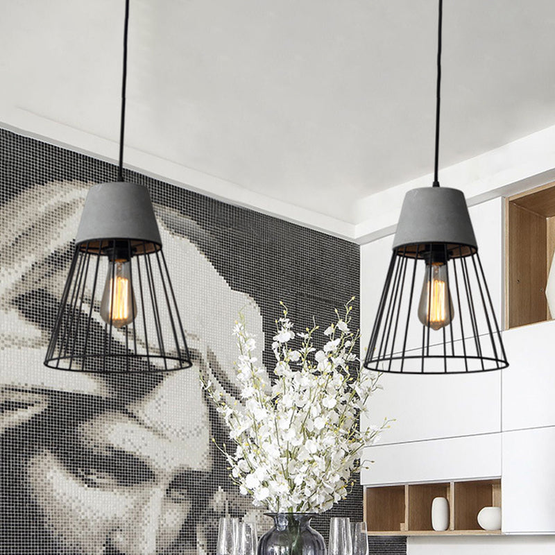 Finley - Modern Industrial Pendant Light With Tapered Shade And Wire Guard