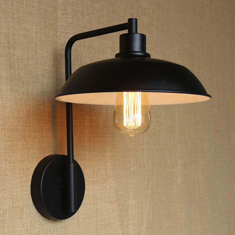 Skylar Style Barn Wall Sconce - Black/Rust Metallic With Curved Arm