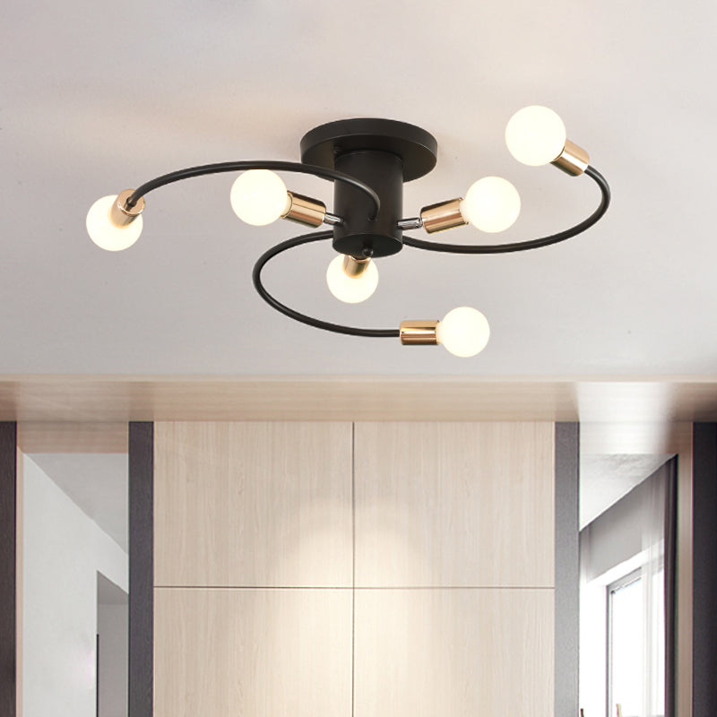 Olivia’s Modern Black & Gold Spiral Ceiling Lamp