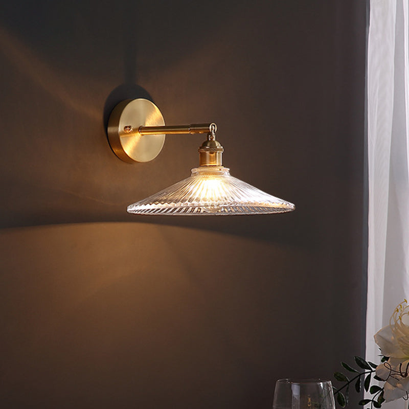 Emerson Classic Embrace: Brass Wall Sconce With Scalloped Glass Shade / B