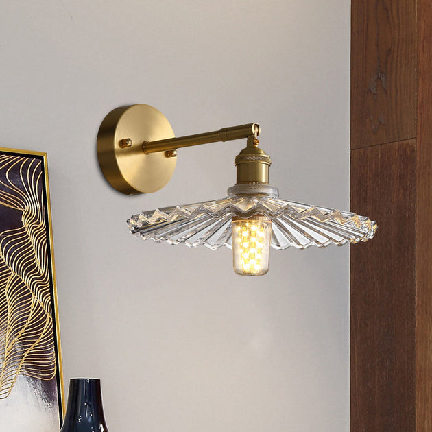 Emerson Classic Embrace: Brass Wall Sconce With Scalloped Glass Shade / A