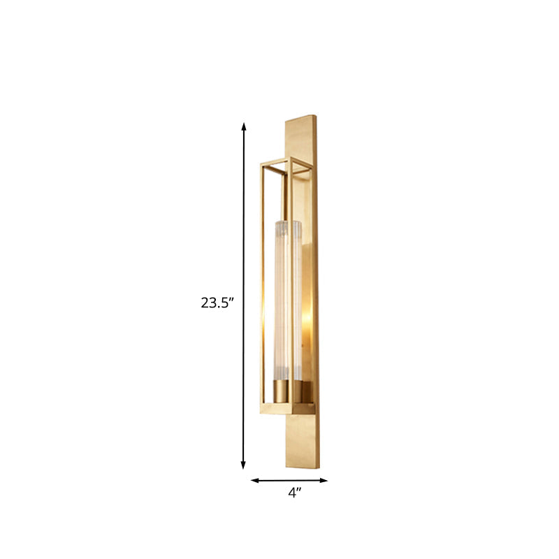 Modern Elegance Meets Warm Illumination: The Gold Metal Linear Sconce With Ribbed Glass