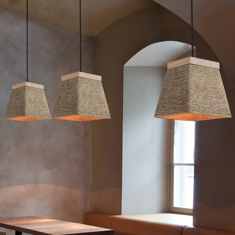 Stephanie Industrial Pendant Lamp: Rustic Elegance In Cement And Wood Brown